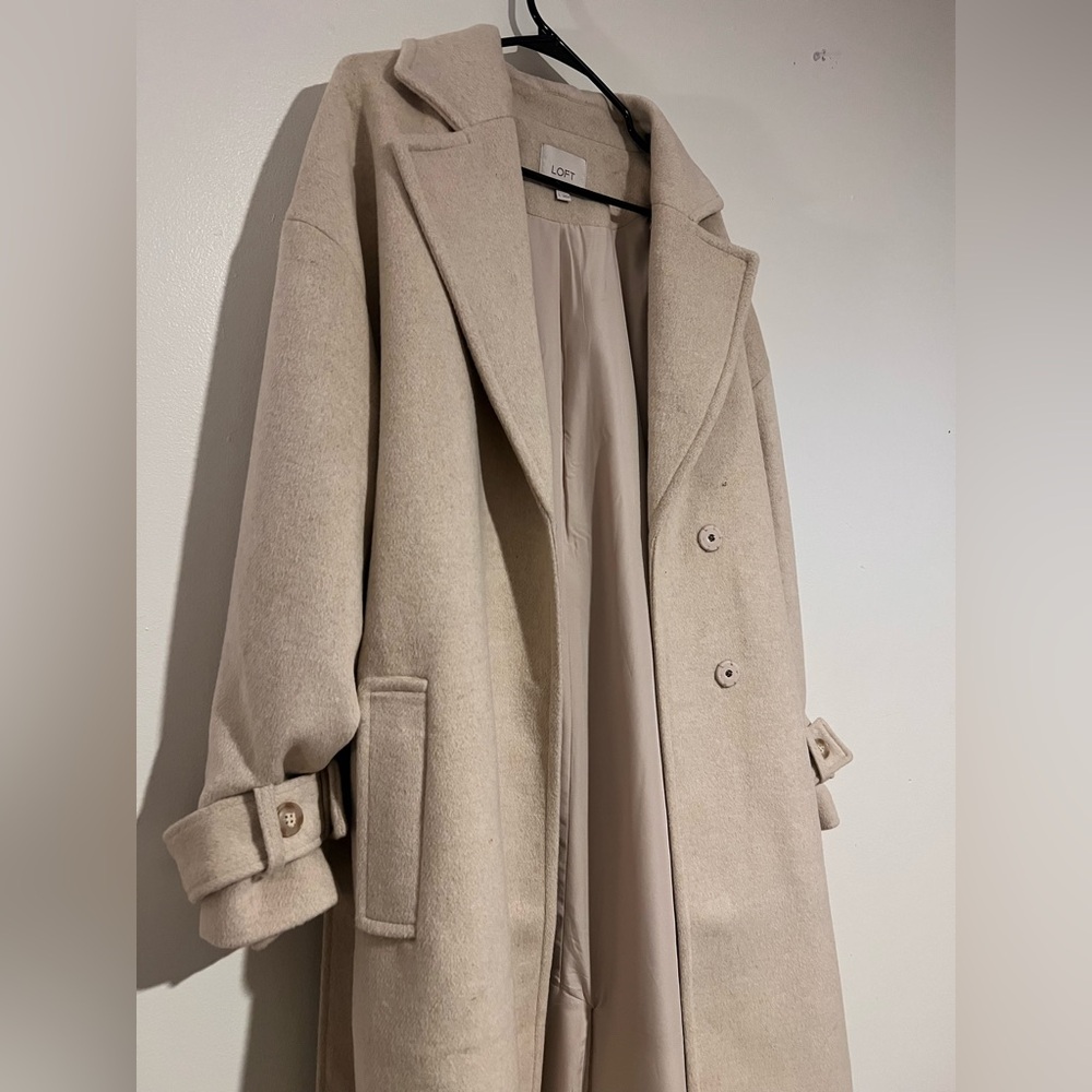 LOFT Women's Cream Wool Coat